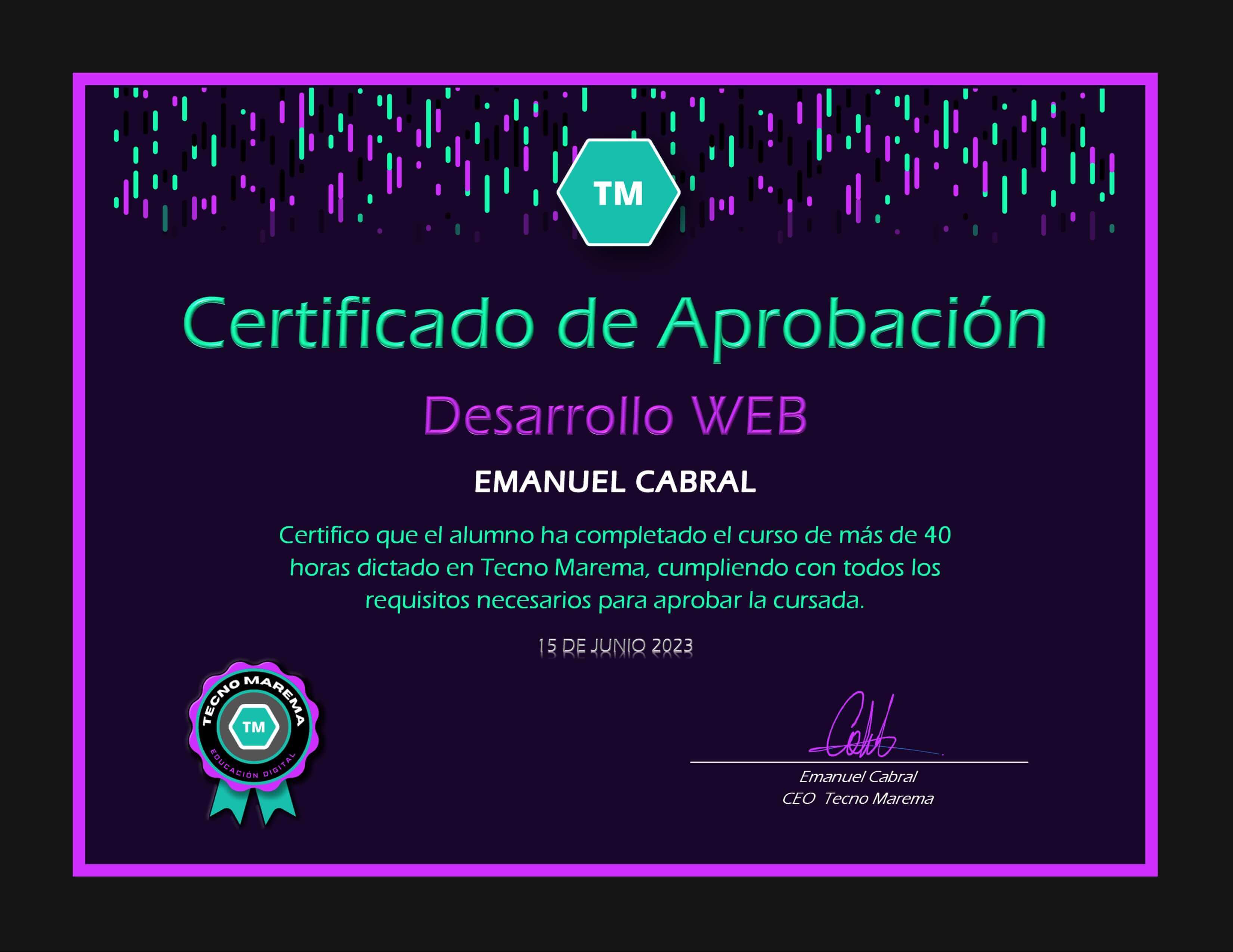 Certificado del curso